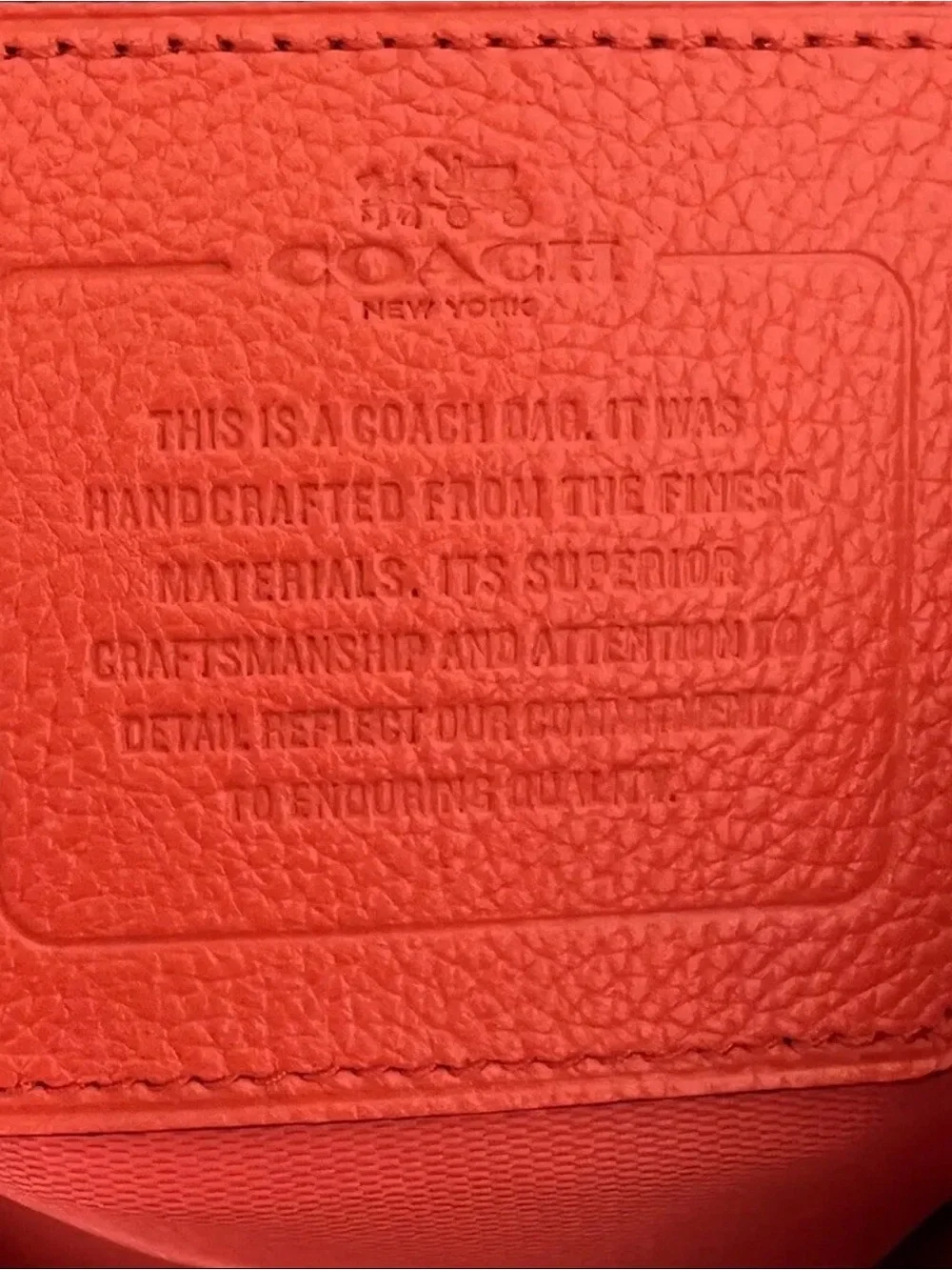 Coach Bright Orange Pebble Leather Shoulder Bag - Picture 9 of 16